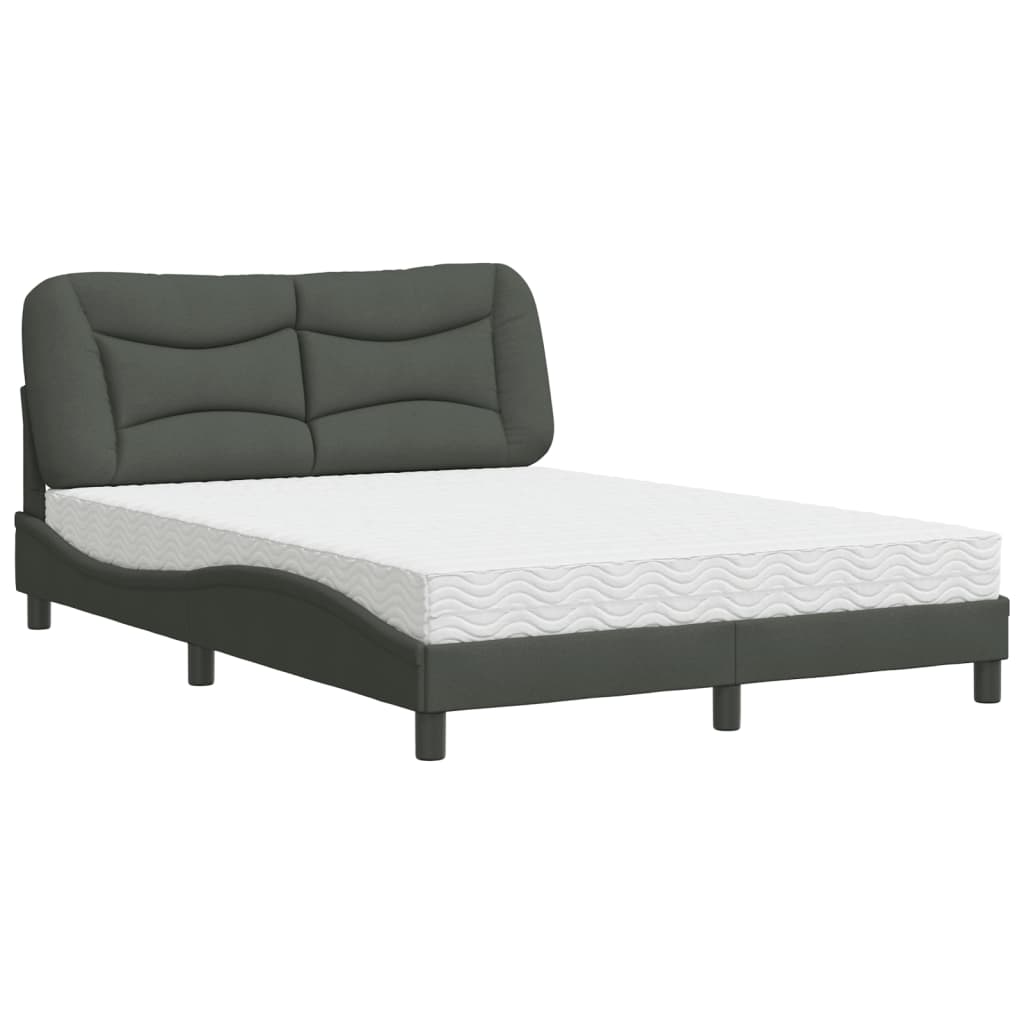 Letto con Materasso Hvar Grigio Scuro 140x200cm Tessuto