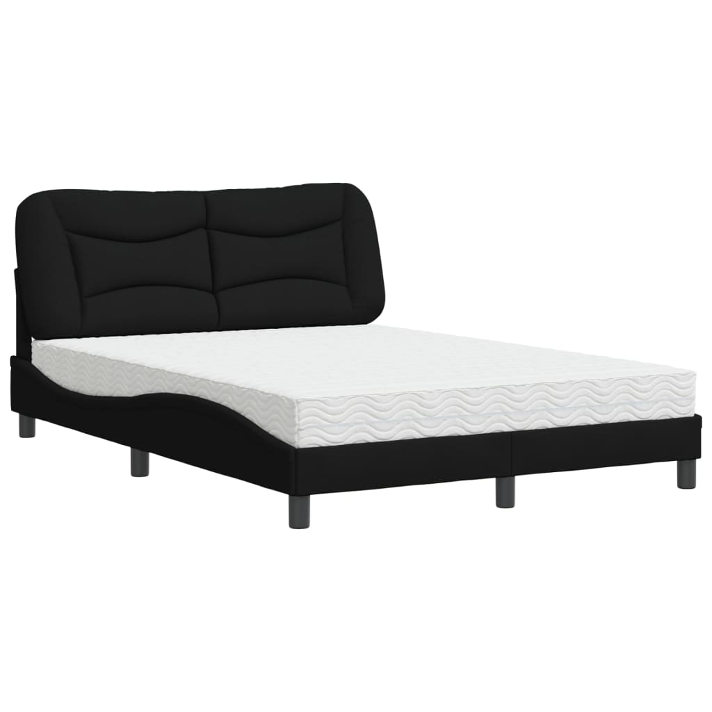 Letto con Materasso Hvar Nero 140x200 cm in Tessuto