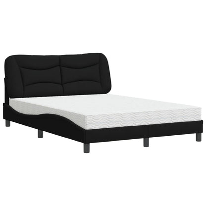 Letto con Materasso Hvar Nero 140x200 cm in Tessuto