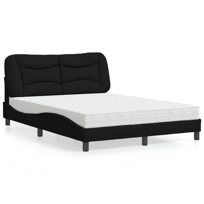 Letto con Materasso Hvar Nero 140x200 cm in Tessuto