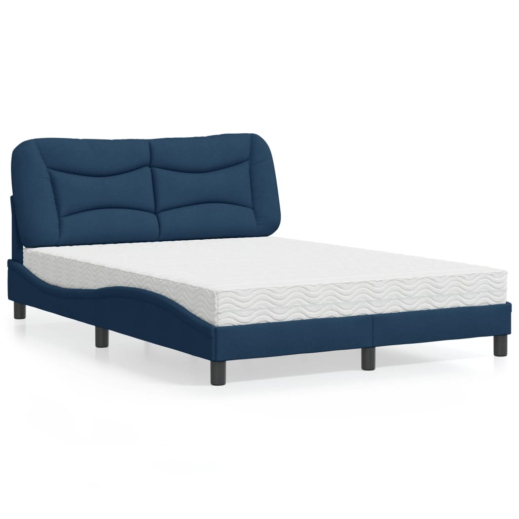 Letto con Materasso Hvar Blu 140x200 cm in Tessuto