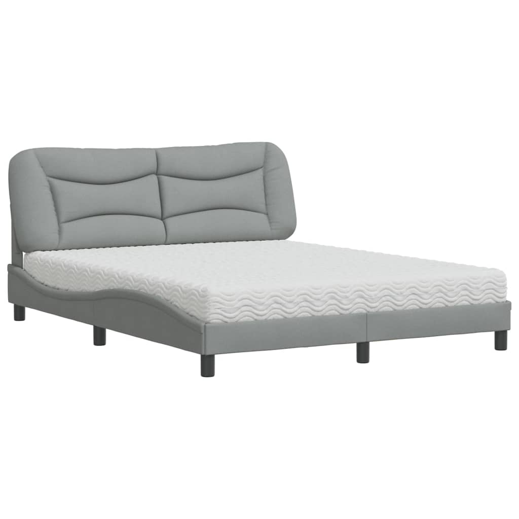 Letto con Materasso Hvar Grigio Chiaro160x200 cm Tessuto