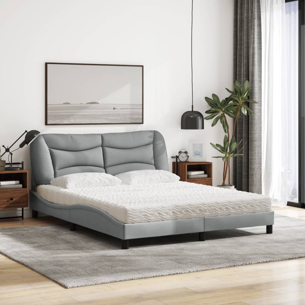 Letto con Materasso Hvar Grigio Chiaro160x200 cm Tessuto
