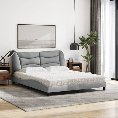 Letto con Materasso Hvar Grigio Chiaro160x200 cm Tessuto