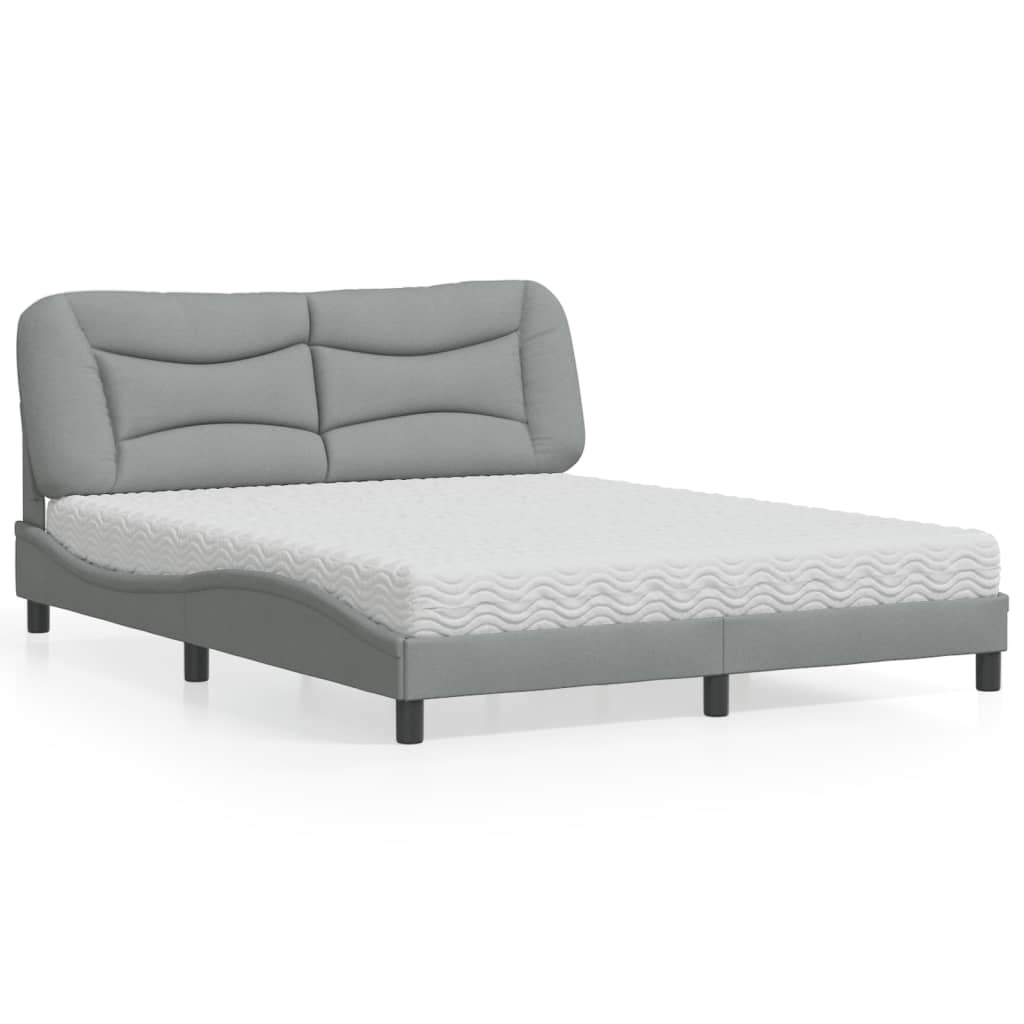 Letto con Materasso Hvar Grigio Chiaro160x200 cm Tessuto