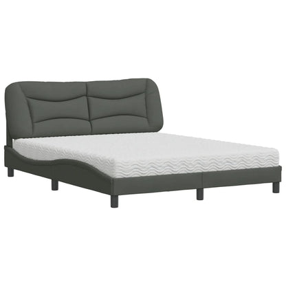 Letto con Materasso Grigio Scuro 160x200 cm Tessuto
