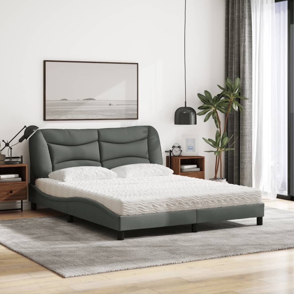 Letto con Materasso Hvar Grigio Scuro 160x200 cm Tessuto