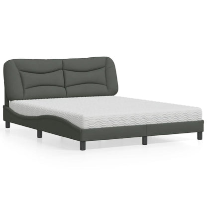 Letto con Materasso Hvar Grigio Scuro 160x200 cm Tessuto