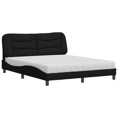 Letto con Materasso Hvar Nero 160x200 cm in Tessuto