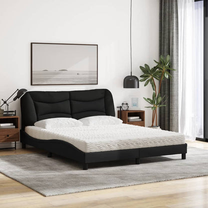 Letto con Materasso Hvar Nero 160x200 cm in Tessuto