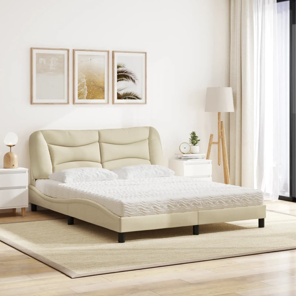Letto con Materasso Hvar Crema 160x200 cm in Tessuto