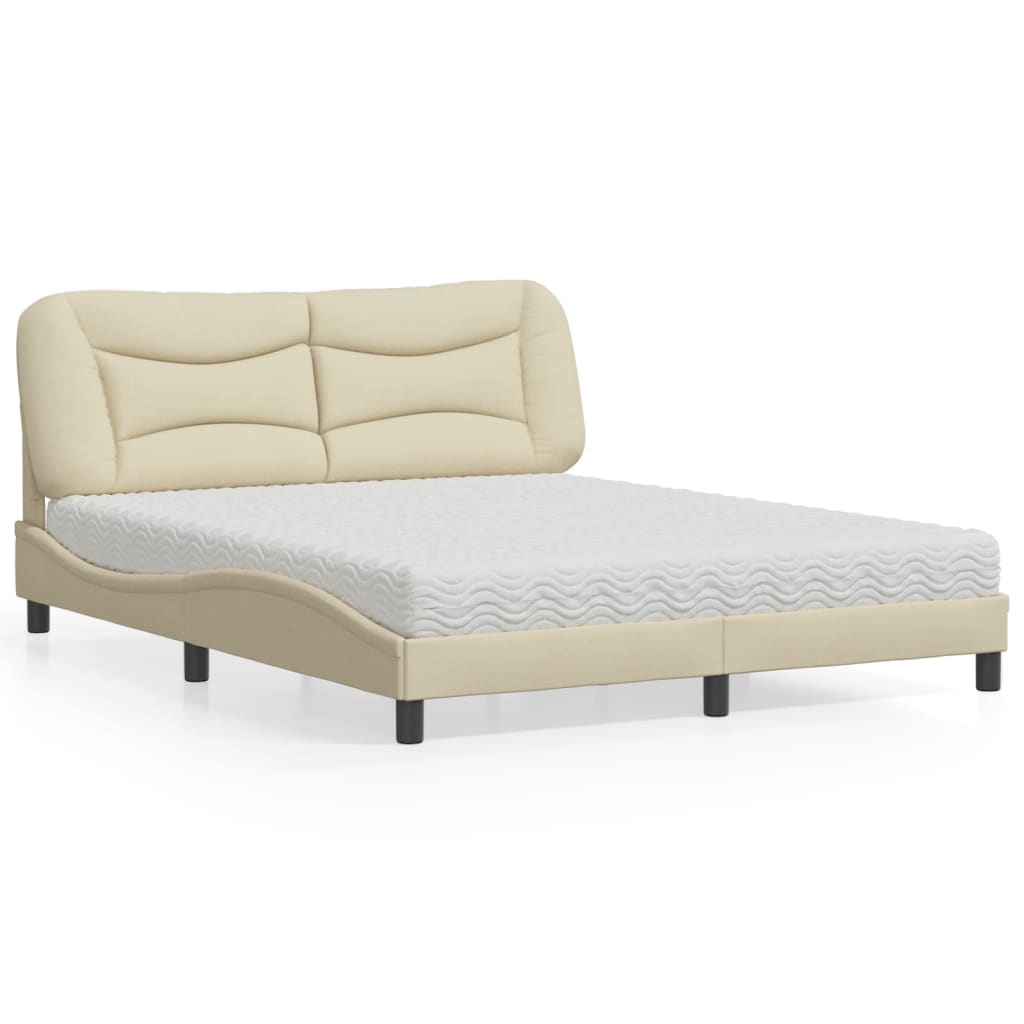 Letto con Materasso Hvar Crema 160x200 cm in Tessuto