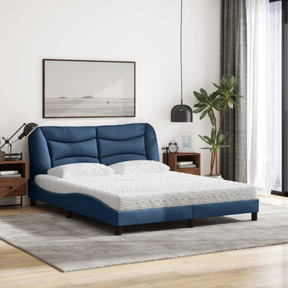 Letto con Materasso Hvar Blu 160x200 cm in Tessuto