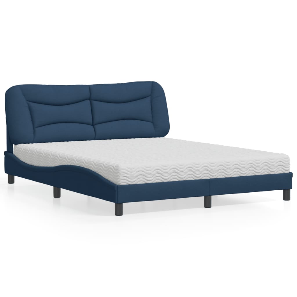 Letto con Materasso Hvar Blu 160x200 cm in Tessuto