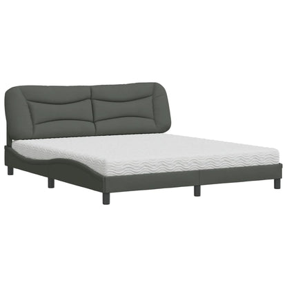 Letto con Materasso Hvar Grigio Scuro 180x200 cm Tessuto