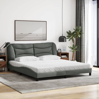 Letto con Materasso Hvar Grigio Scuro 180x200 cm Tessuto