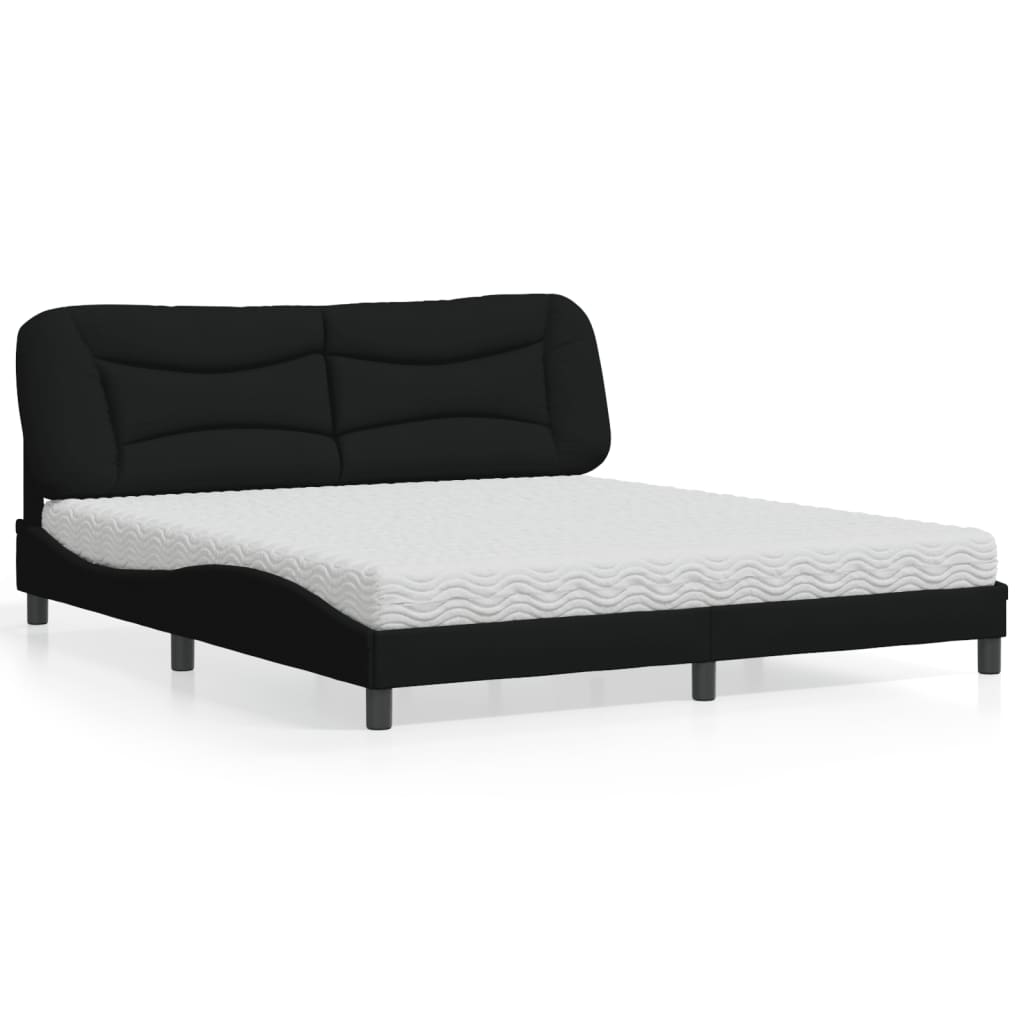Letto con Materasso Hvar Nero 180x200 cm in Tessuto