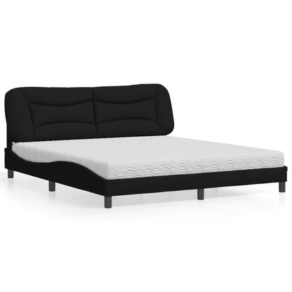 Letto con Materasso Hvar Nero 180x200 cm in Tessuto
