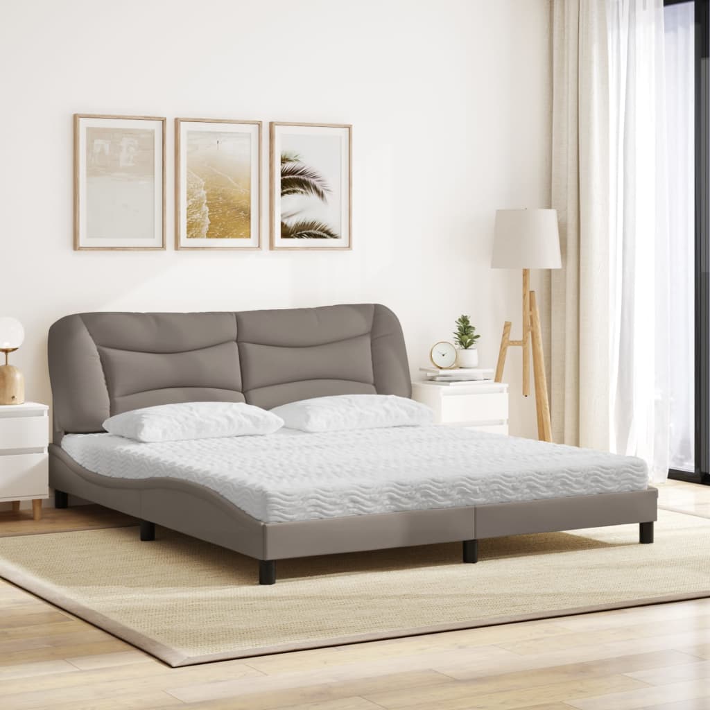 Letto con Materasso Tortora 180x200 cm in Tessuto
