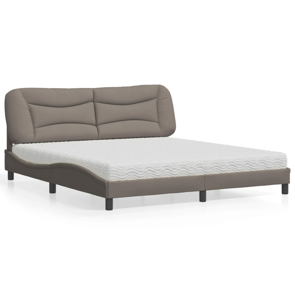 Letto con Materasso Hvar Tortora 180x200 cm in Tessuto