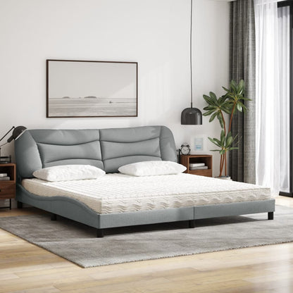 Letto con Materasso Hvar Grigio Chiaro 200x200 cm in Tessuto