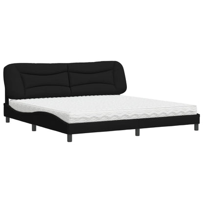 Letto con Materasso Hvar Nero 200x200 cm in Tessuto