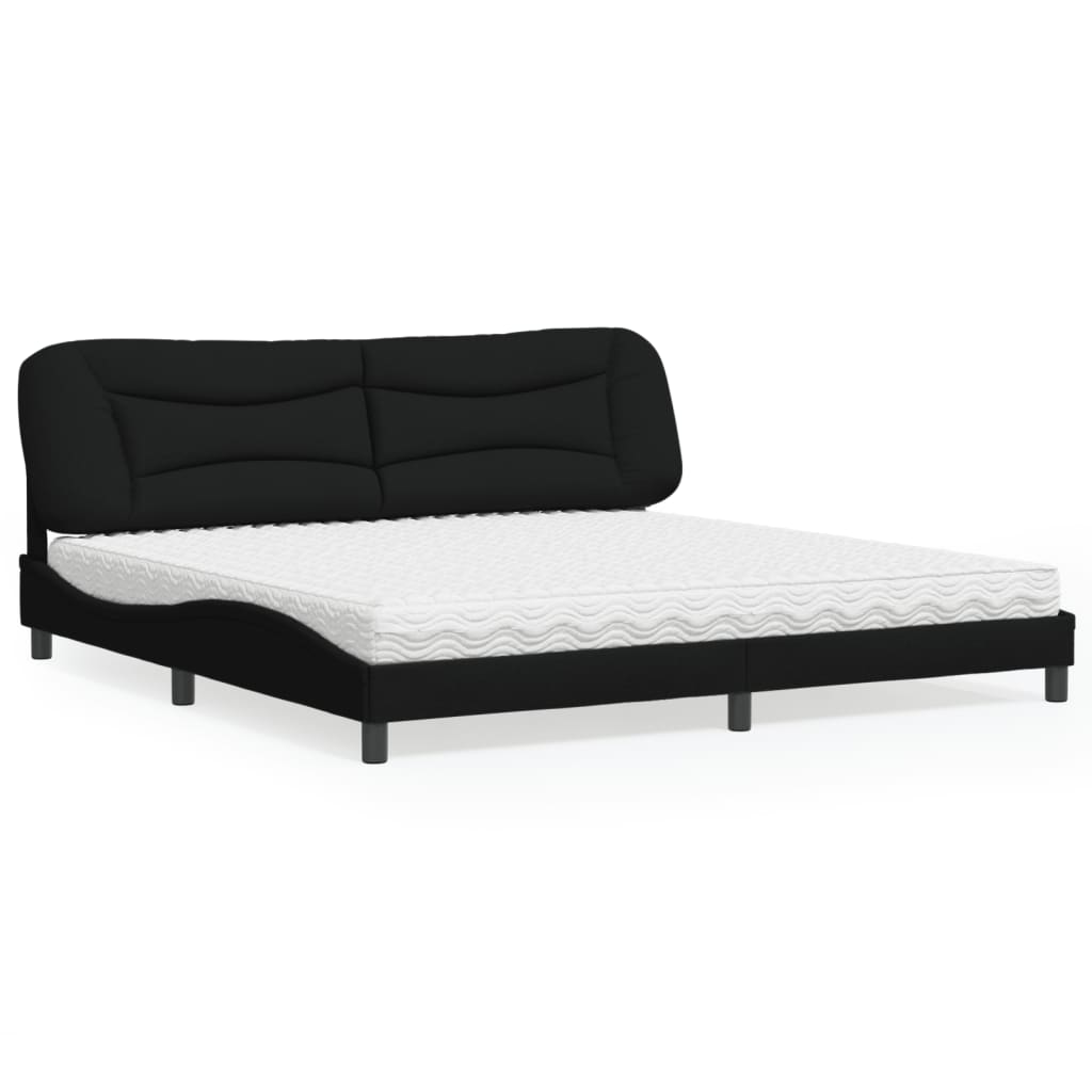 Letto con Materasso Hvar Nero 200x200 cm in Tessuto