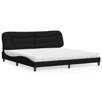 Letto con Materasso Hvar Nero 200x200 cm in Tessuto