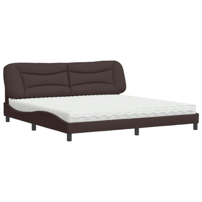 Letto con Materasso Hvar Marrone Scuro 200x200 cm in Tessuto