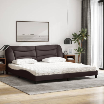 Letto con Materasso Hvar Marrone Scuro 200x200 cm in Tessuto
