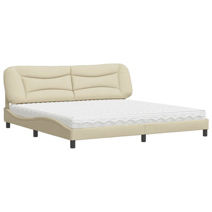 Letto con Materasso Hvar Crema 200x200 cm in Tessuto