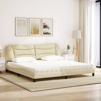 Letto con Materasso Hvar Crema 200x200 cm in Tessuto