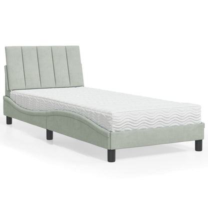 Letto con Materasso Grigio Chiaro 80x200 cm in Velluto