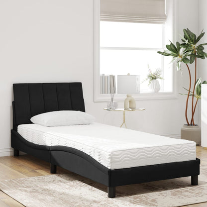 Letto con Materasso Nero 80x200 cm in Velluto