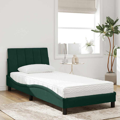 Letto con Materasso Hanko Verde Scuro 80x200 cm in Velluto