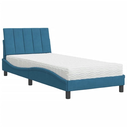 Letto con Materasso Blu 80x200 cm in Velluto