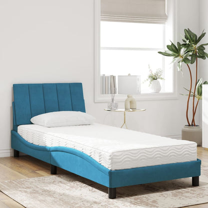 Letto con Materasso Blu 80x200 cm in Velluto