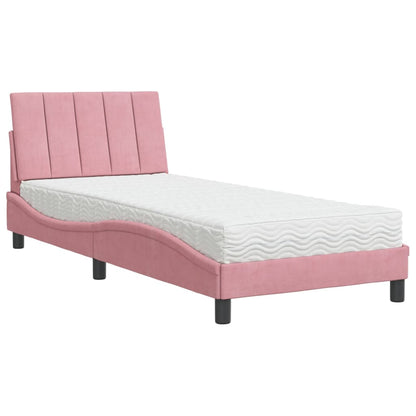 Letto con Materasso Hanko Rosa 80x200 cm in Velluto