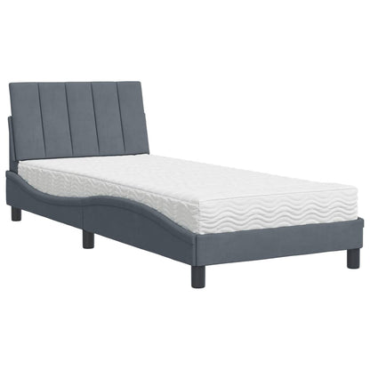Letto con Materasso Hanko Grigio Scuro 90x190 cm in Velluto