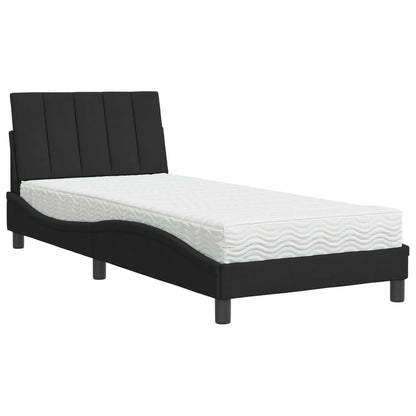 Letto con Materasso Hanko Nero 90x190 cm in Velluto