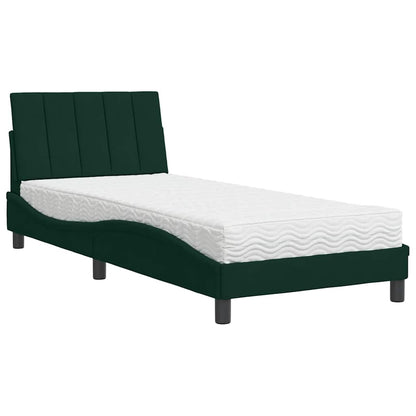 Letto con Materasso Hanko Verde Scuro 90x190 cm in Velluto