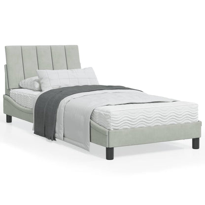 Letto con Materasso Hanko Grigio Chiaro 90x200 cm in Velluto