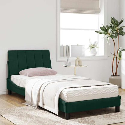 Letto con Materasso Hanko Verde Scuro 90x200 cm in Velluto