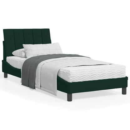 Letto con Materasso Hanko Verde Scuro 90x200 cm in Velluto