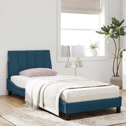 Letto con Materasso Hanko Blu 90x200 cm in Velluto