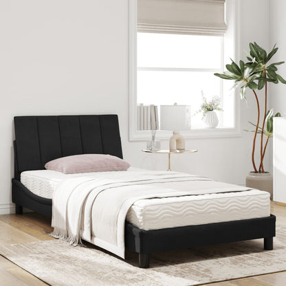 Letto con Materasso Hanko Nero 100x200 cm in Velluto