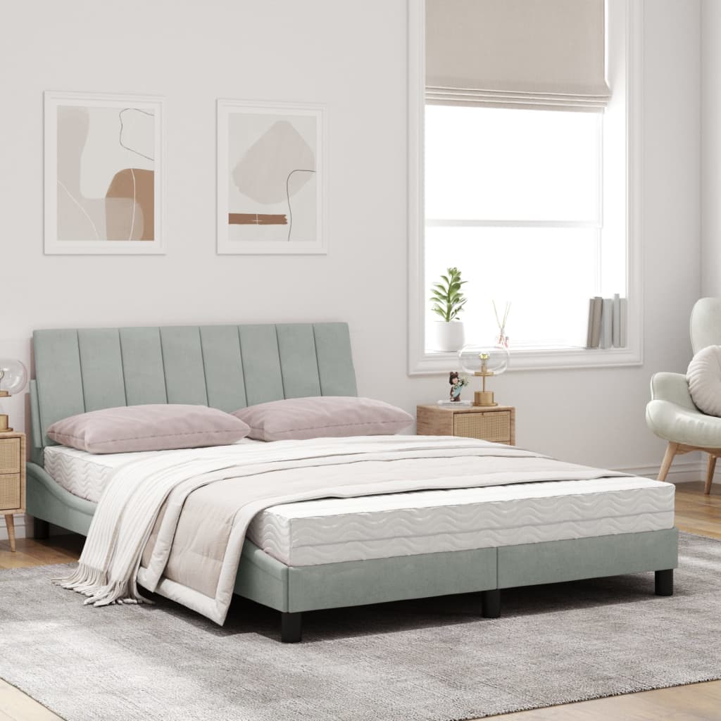 Letto con Materasso Grigio Chiaro 120x200 cm in Velluto