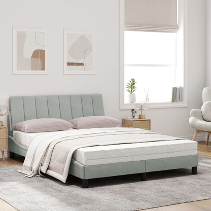 Letto con Materasso Grigio Chiaro 120x200 cm in Velluto