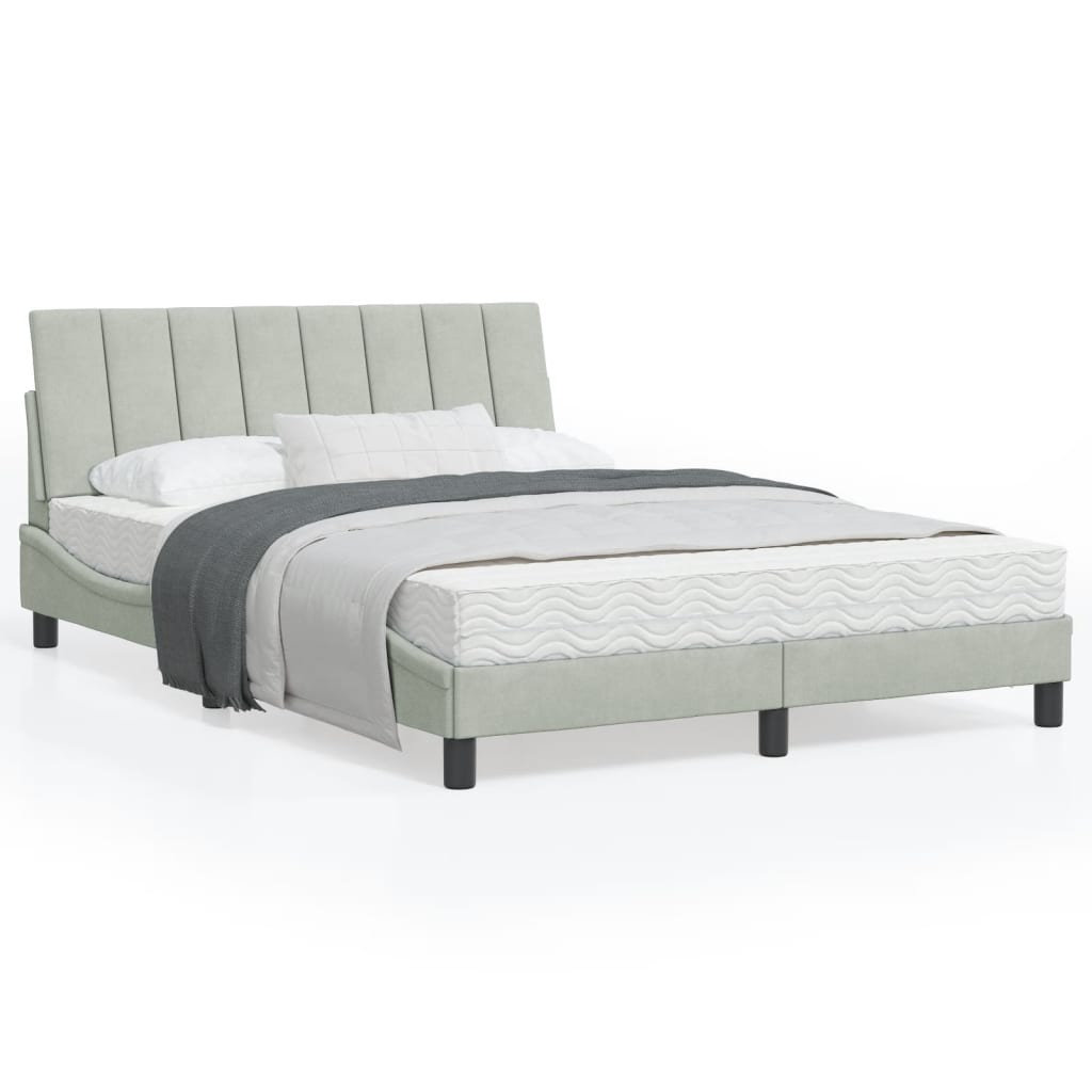 Letto con Materasso Grigio Chiaro 120x200 cm in Velluto