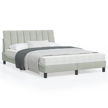 Letto con Materasso Grigio Chiaro 120x200 cm in Velluto